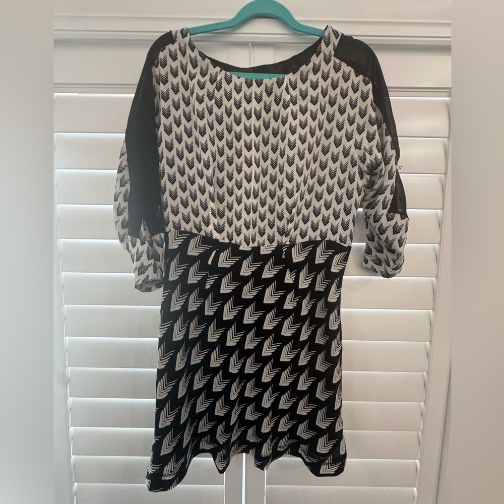 rag & bone Monochrome Geometric Long Sleeve Dress